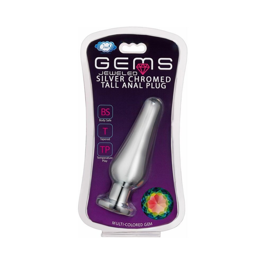 Cloud 9 Gems Silver Chromed Tall Anal Plug - Small