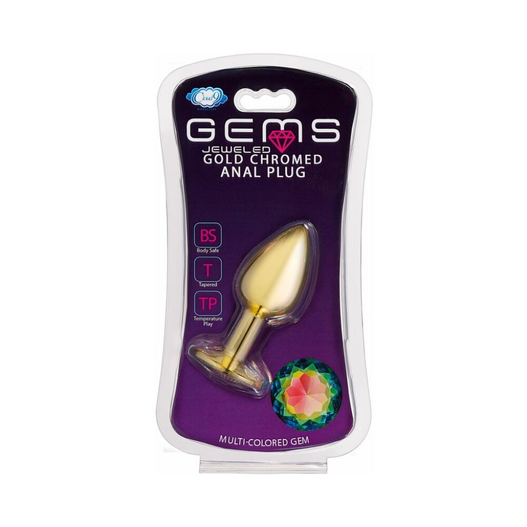 Large Silver Chromed Tall Anal Plug with Gem