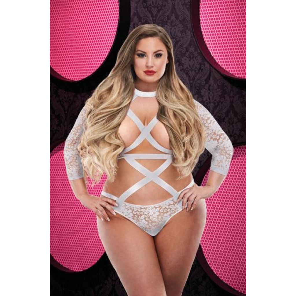 Lapdance Sexy Strappy Long Sleeve Bodysuit - White Q/S