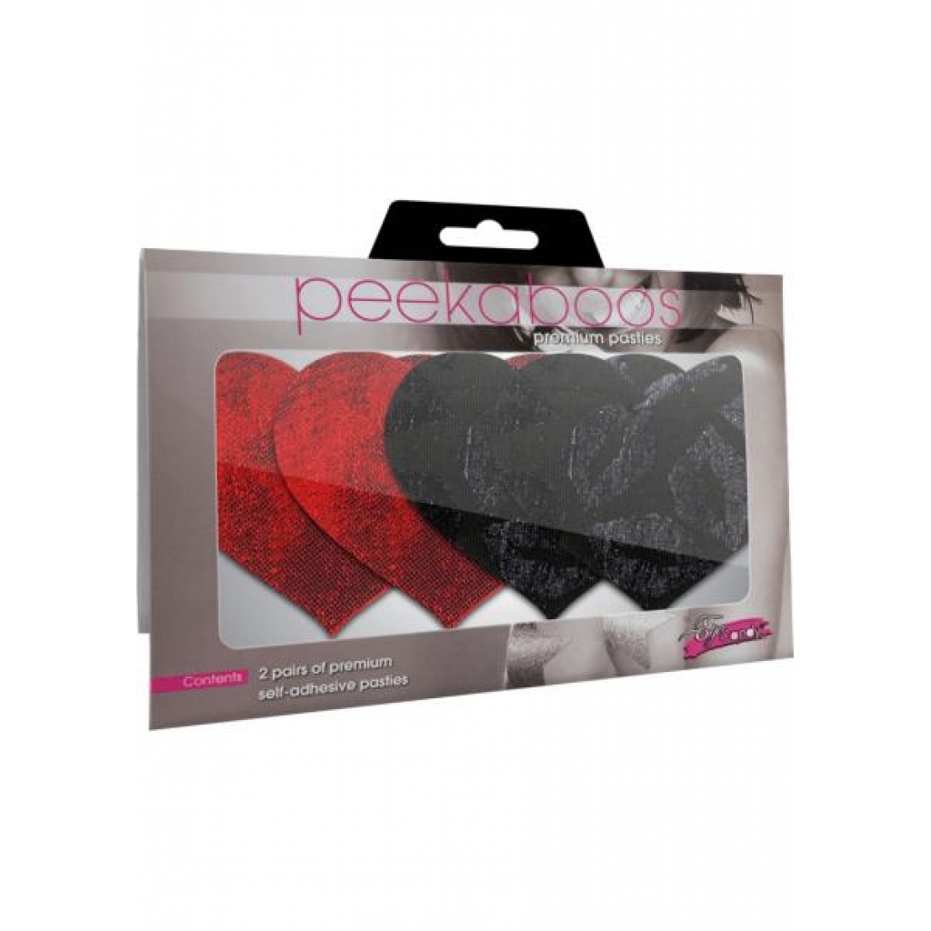 Stolen Kisses Hearts Pasties Red, Black 2 Pack