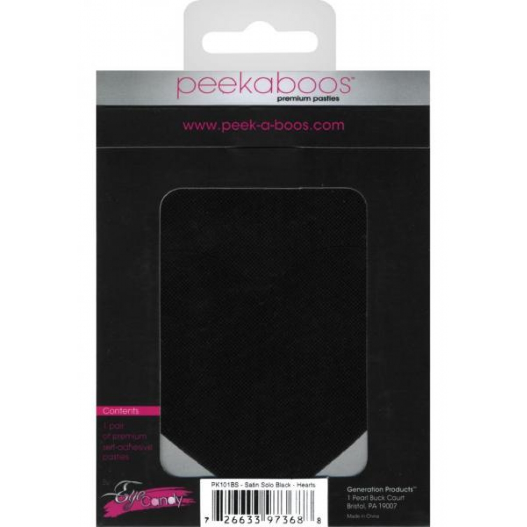 Pasties Black Satin Heart 2 Pack