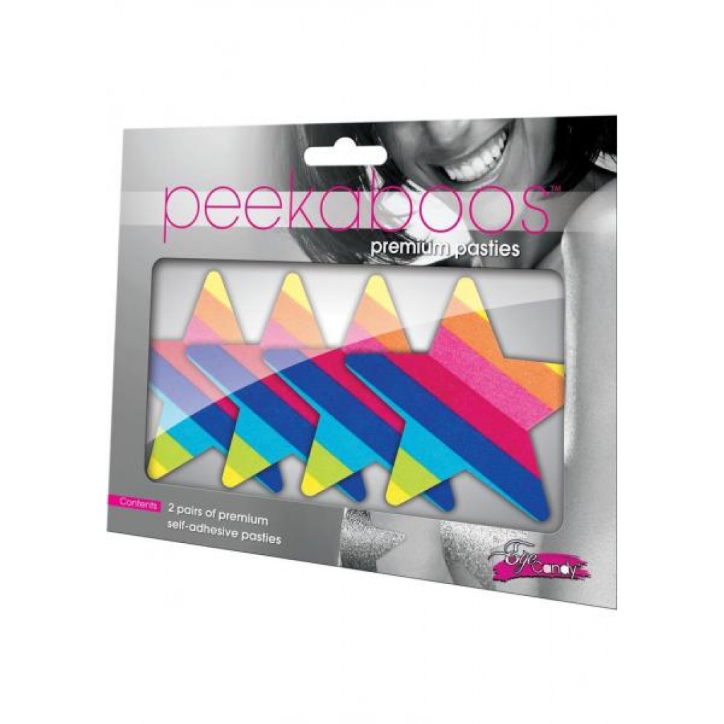 Vibrant Rainbow Starz Star-Shaped Pasties – 2 Pairs