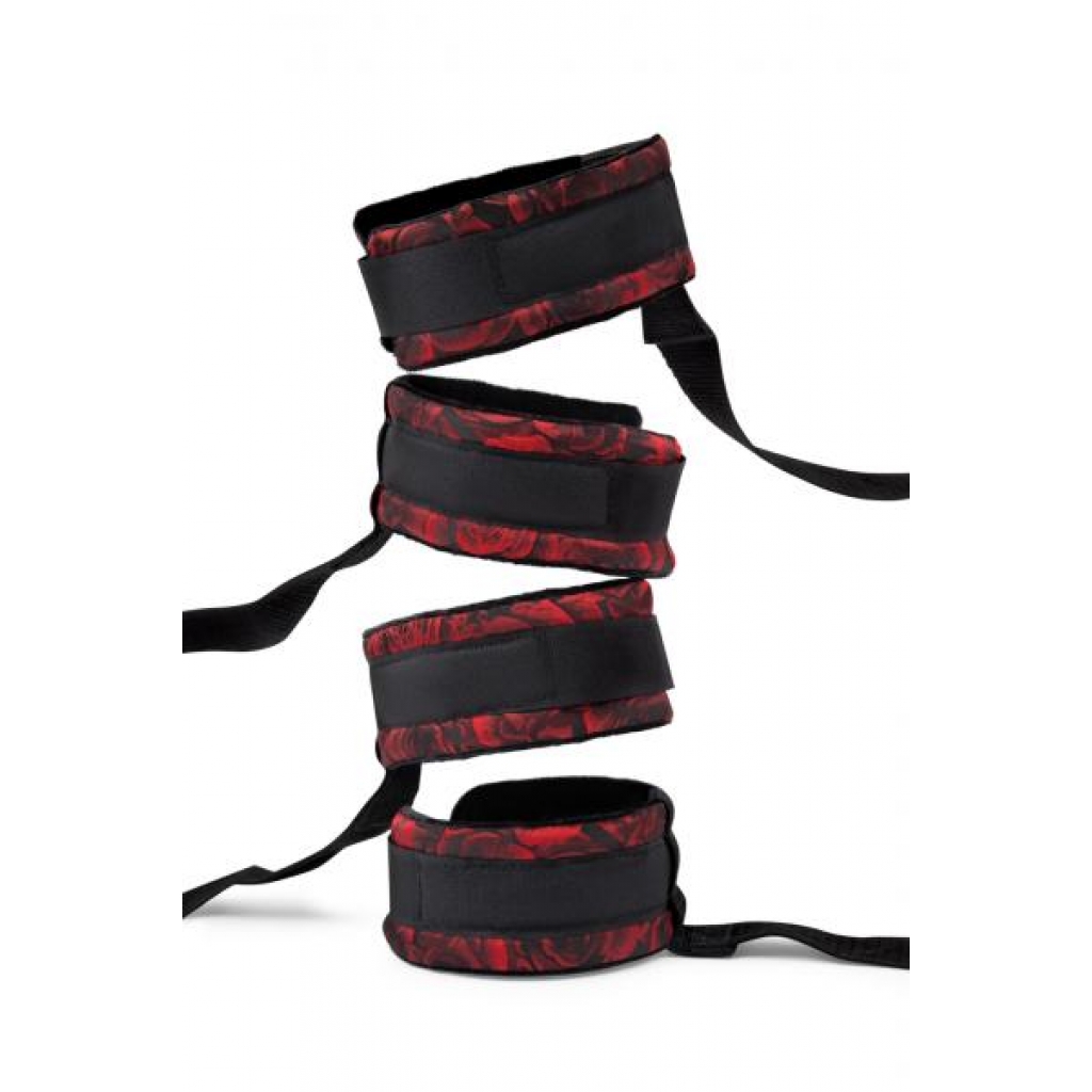 Rosegasm Bed Restraint Kit with Blindfold - Red