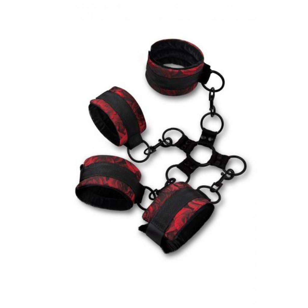 Rosegasm 5pc Hog Tie Set with Blindfold - Red