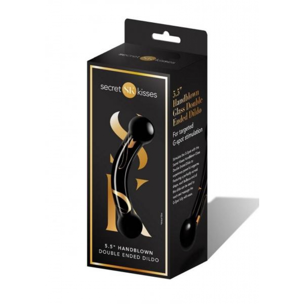 Premium Handblown Glass Double Ended Dildo - Black & Gold