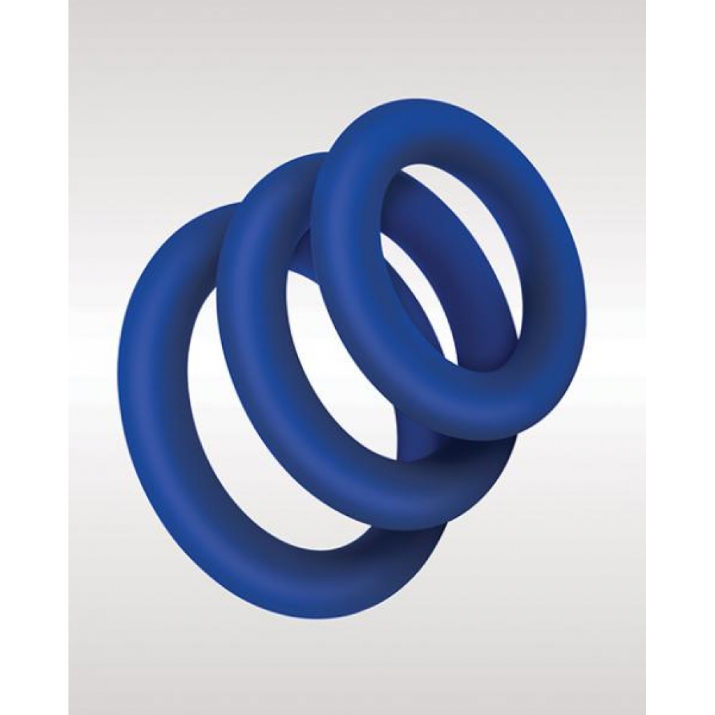 Zolo Extra Thick Silicone Cock Ring 3pk - Blue