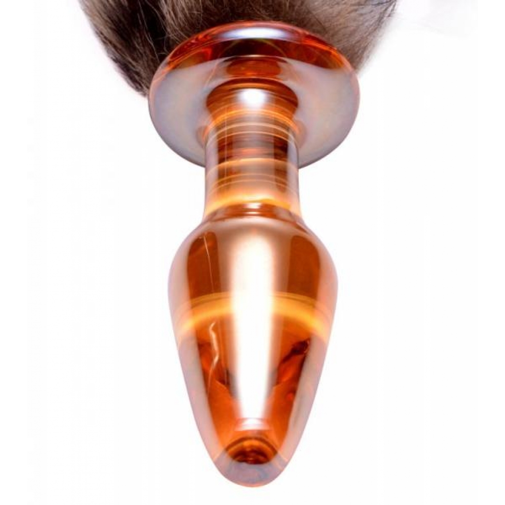 Tailz Faux Fox Tail - Orange Glass Anal Plug