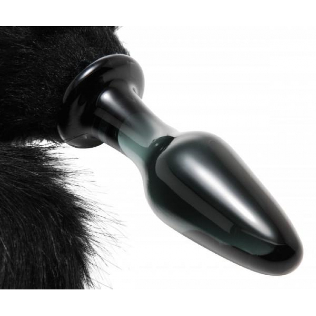 Tailz Midnight Fox Glass Butt Plug with Tail - Black