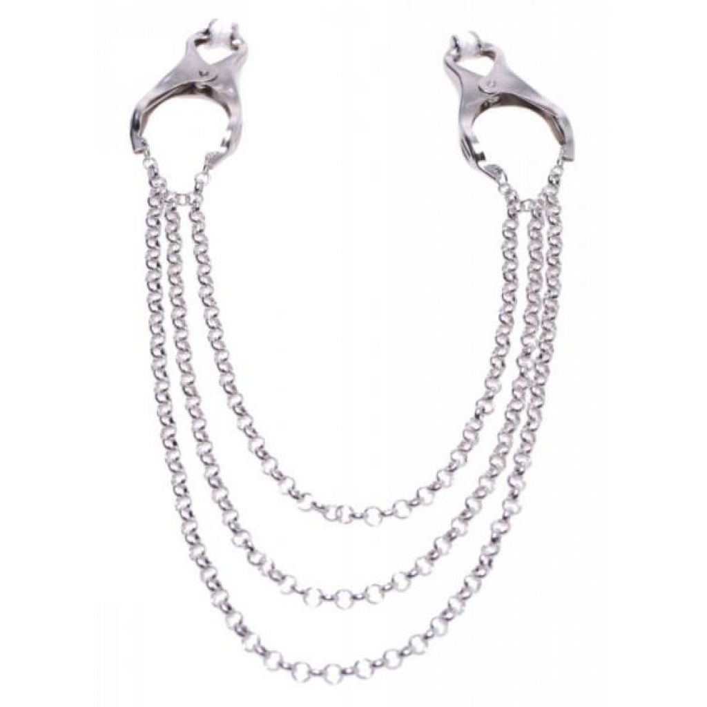 Master Series Affix Triple Chain Nipple Clamps - Silver