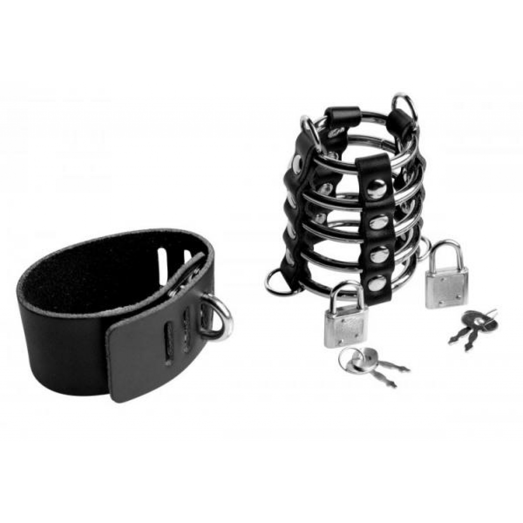 Strict Gates of Hell Chastity Device in Black Silver