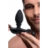 Male Cock Ring Harness with Silicone Butt Plug - Black