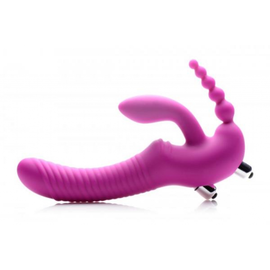 Strap U Regal Rider Vibrating Strapless Triple G Dildo - Purple