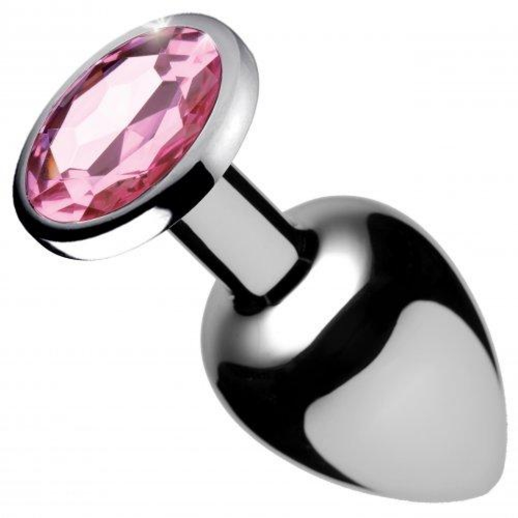 Booty Sparks Pink Gem Large Anal Plug - Silver