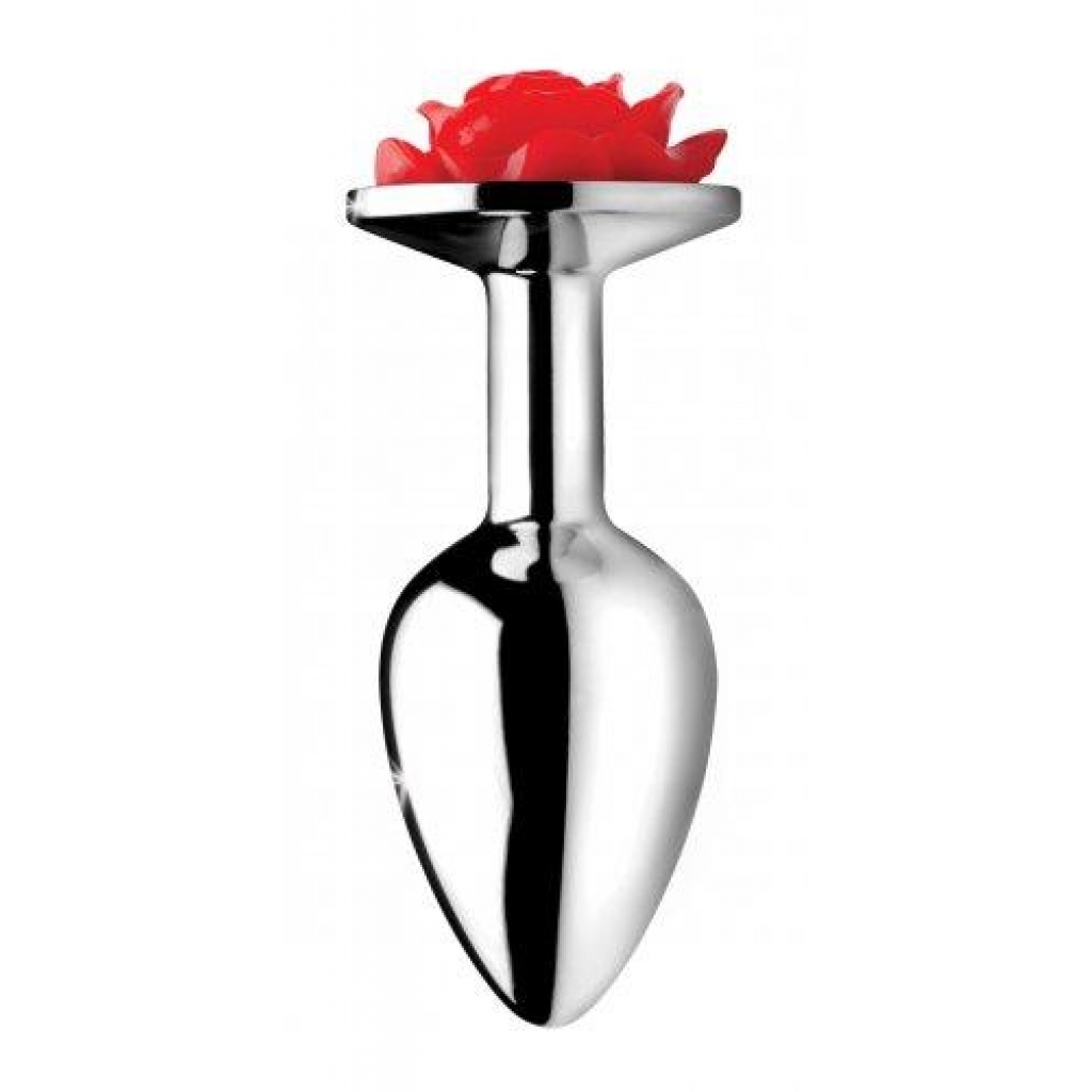 Booty Sparks Red Rose Small Anal Plug - Silver