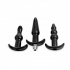 Trinity Vibes 4 Piece Vibrating Anal Plug Set - Black