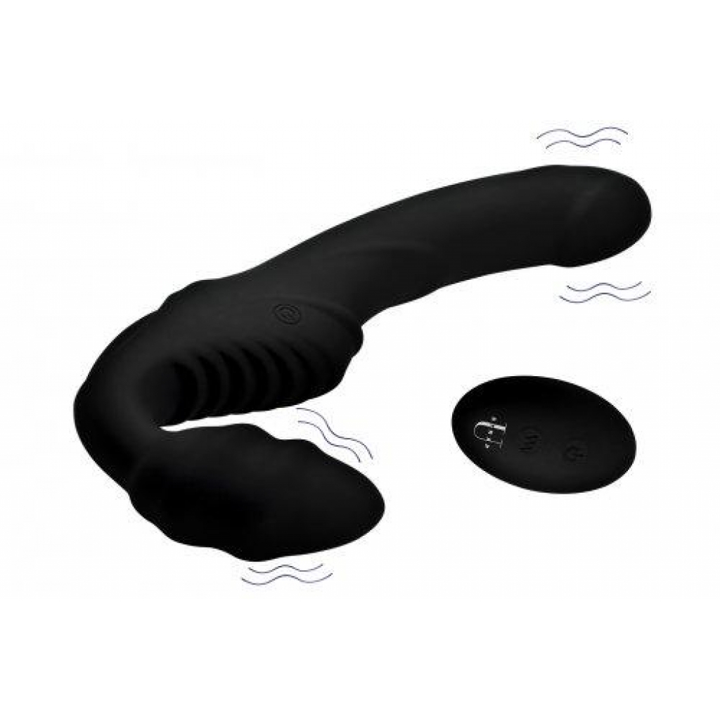 Pro Rider 9X Vibrating Strapless Strap-On with Remote Control - Black