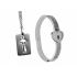 Cuffed Locking Bracelet & Key Necklace - Tungsten Steel Silver