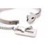 Cuffed Locking Bracelet & Key Necklace - Tungsten Steel Silver