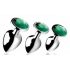 Booty Sparks Emerald Green Gem Anal Plug Set - Silver