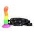 Strap U Proud Rainbow Silicone Dildo with Harness