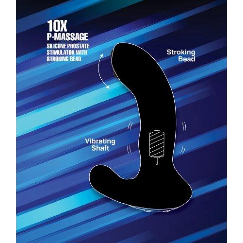 Alpha-Pro 10X P-Massage Moving Bead Prostate Stimulator - Black