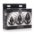 Master Series Triple Spades 3 Piece Anal Plug Set - Black