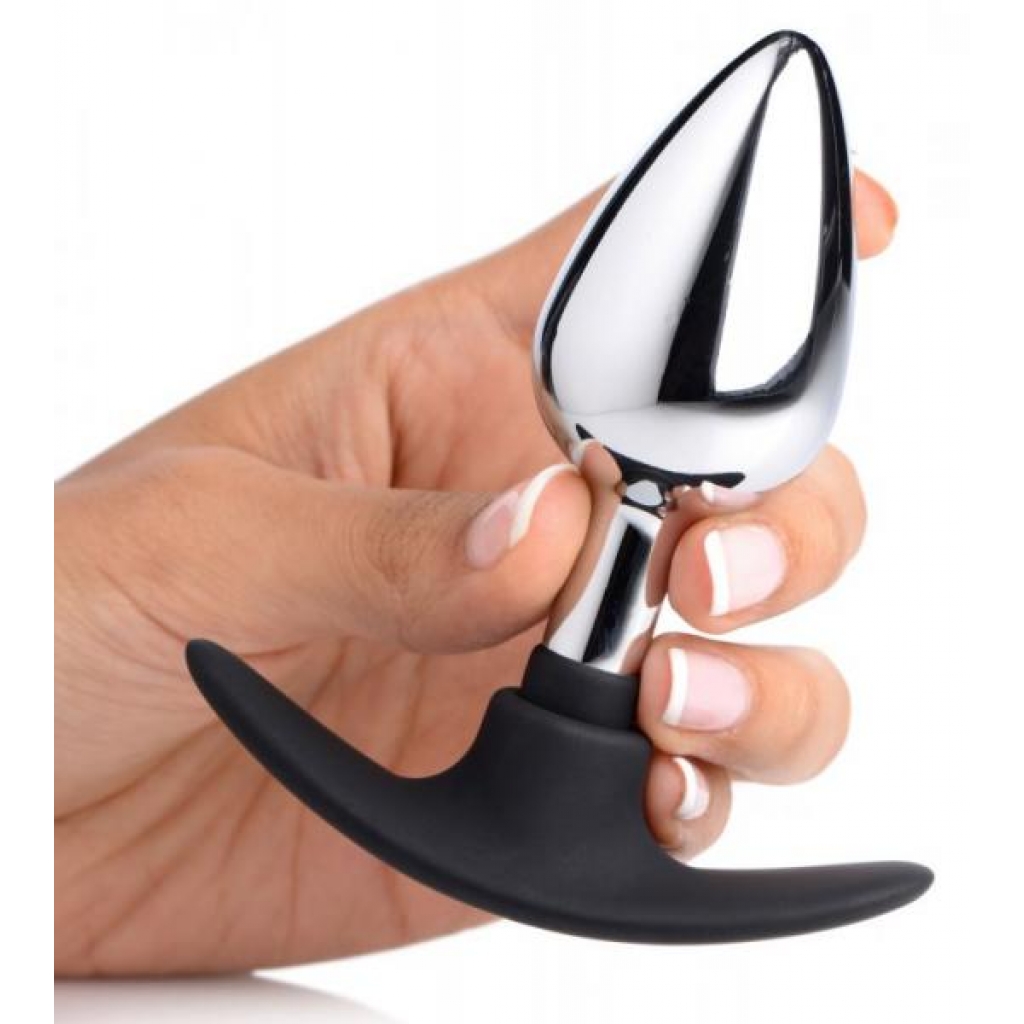 Master Series Dark Invader Medium Metal & Silicone Anal Plug - Silver