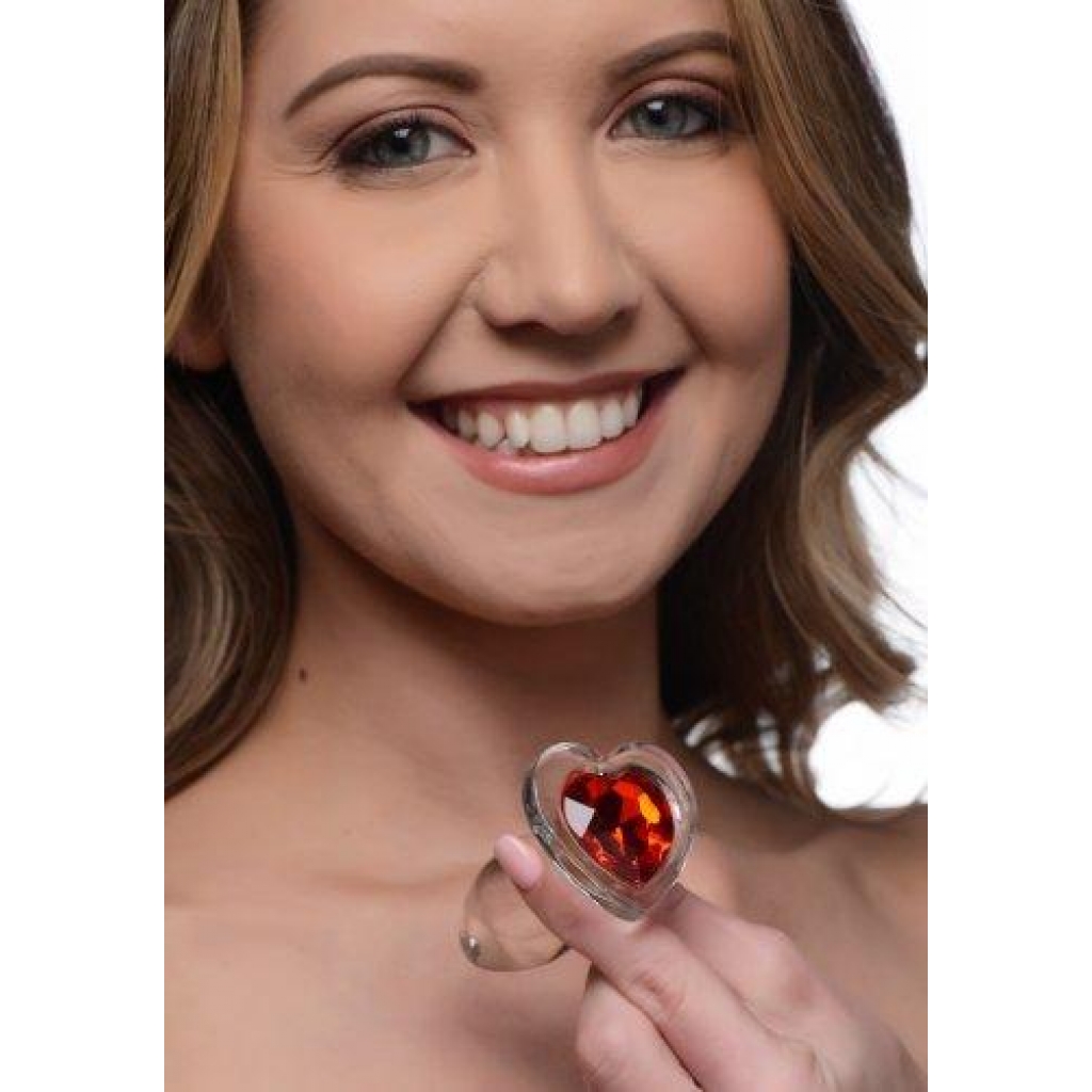 Booty Sparks Small Red Heart Glass Anal Plug