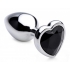 Booty Sparks Black Heart Gem Anal Plug - Small Silver