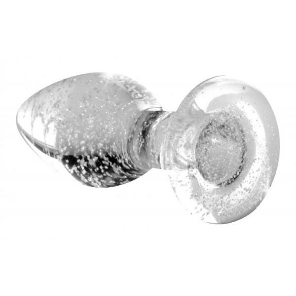 Booty Sparks Glow-in-the-dark Glass Anal Plug - Small Clear