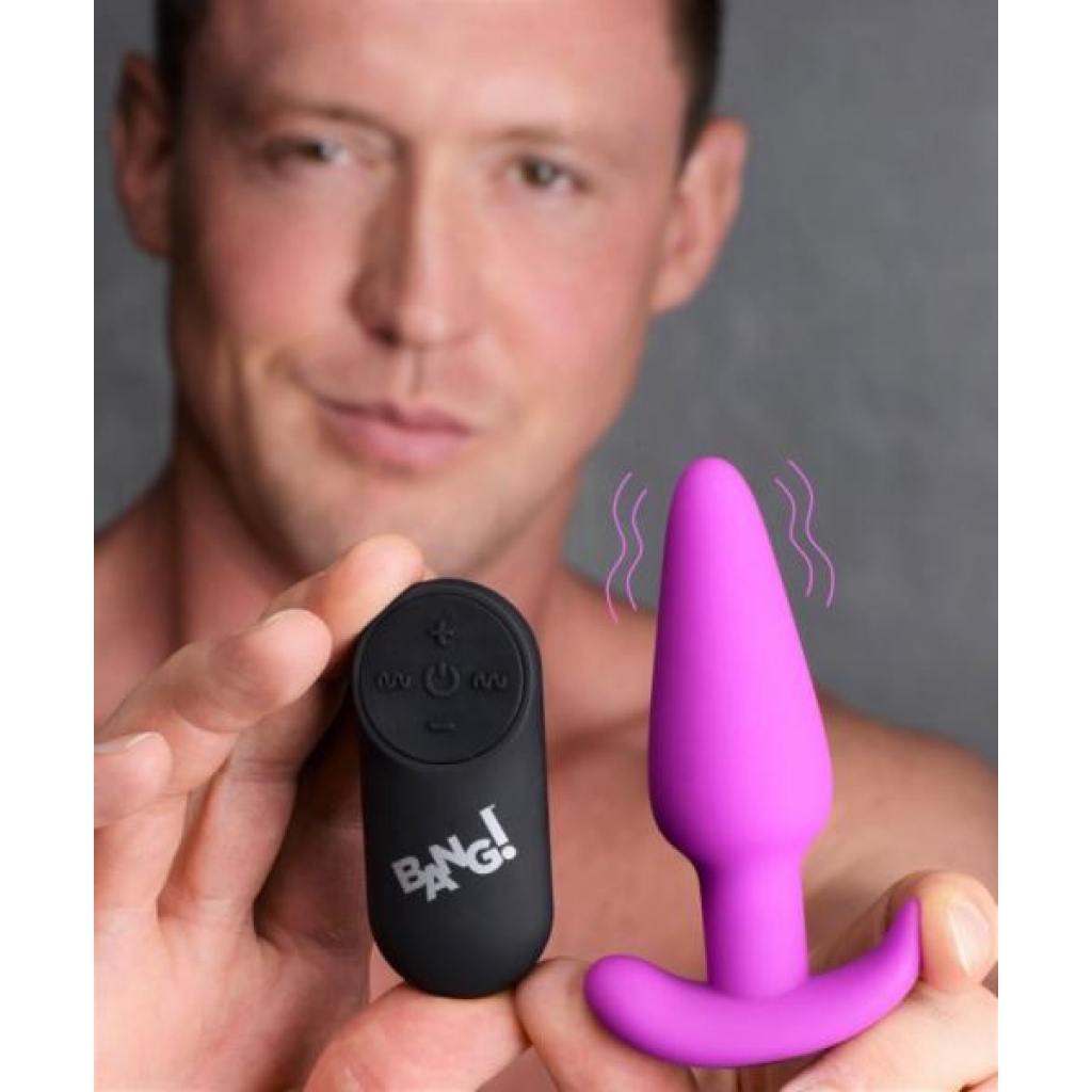 Bang! 21X Vibrating Silicone Butt Plug with Remote - Purple