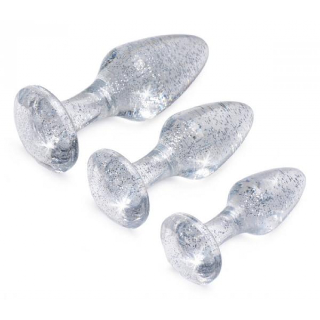 Booty Sparks Glitter Gem Anal Plug Set - Silver