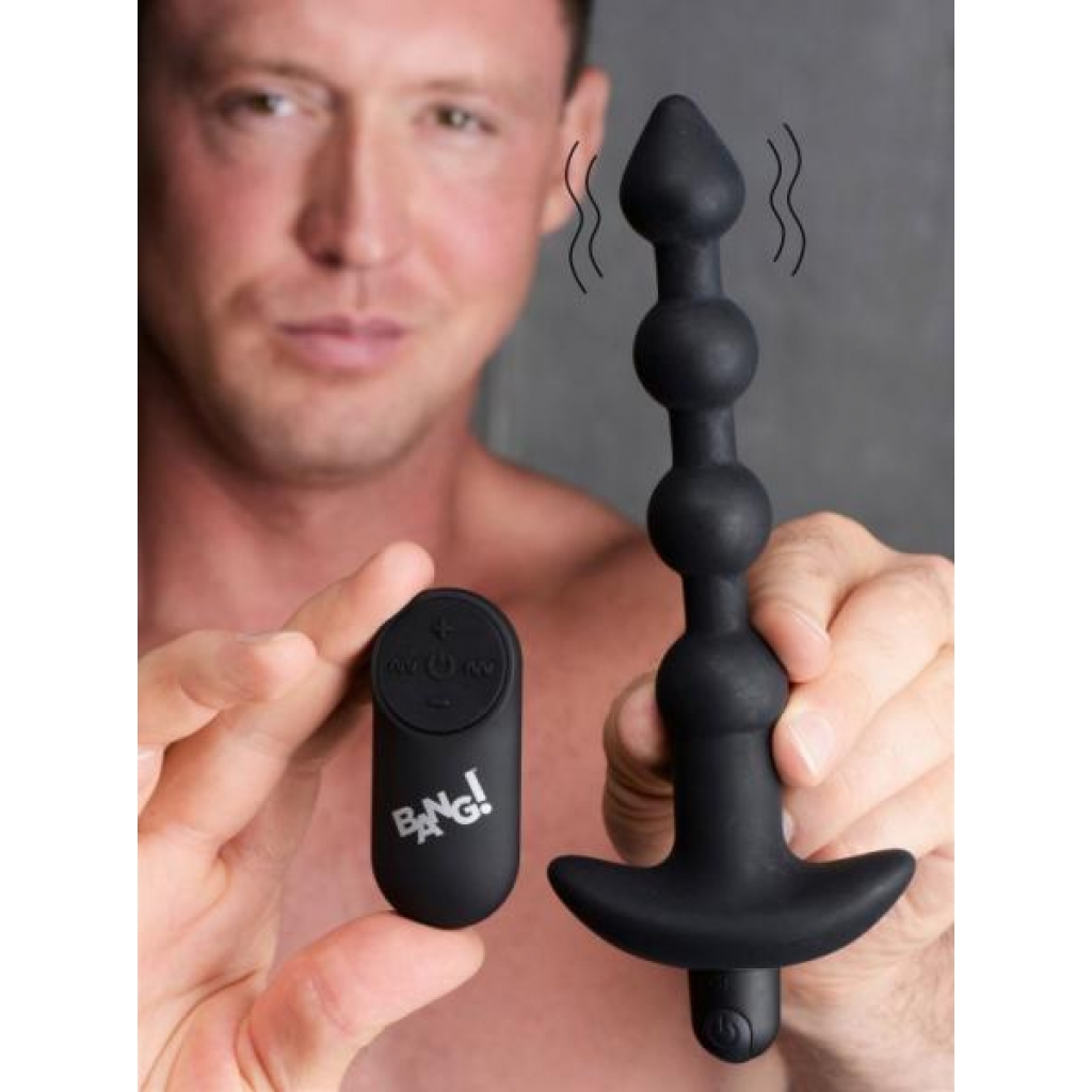 Bang! Vibrating Silicone Anal Beads & Remote - Black