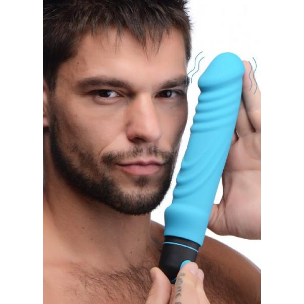 Bang! XL Bullet Vibrator with Ribbed Silicone Sleeve - Blue