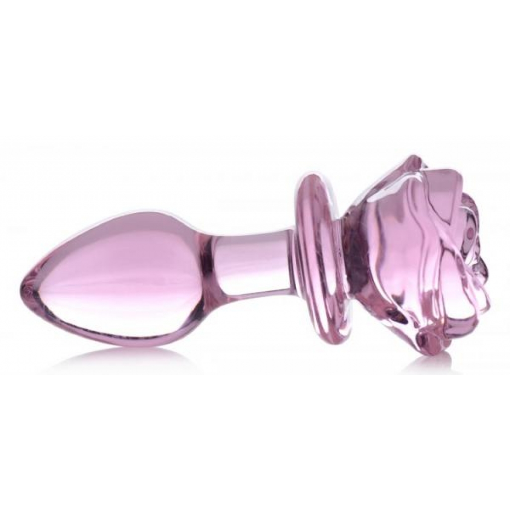 Booty Sparks Pink Rose Glass - Medium Anal Plug