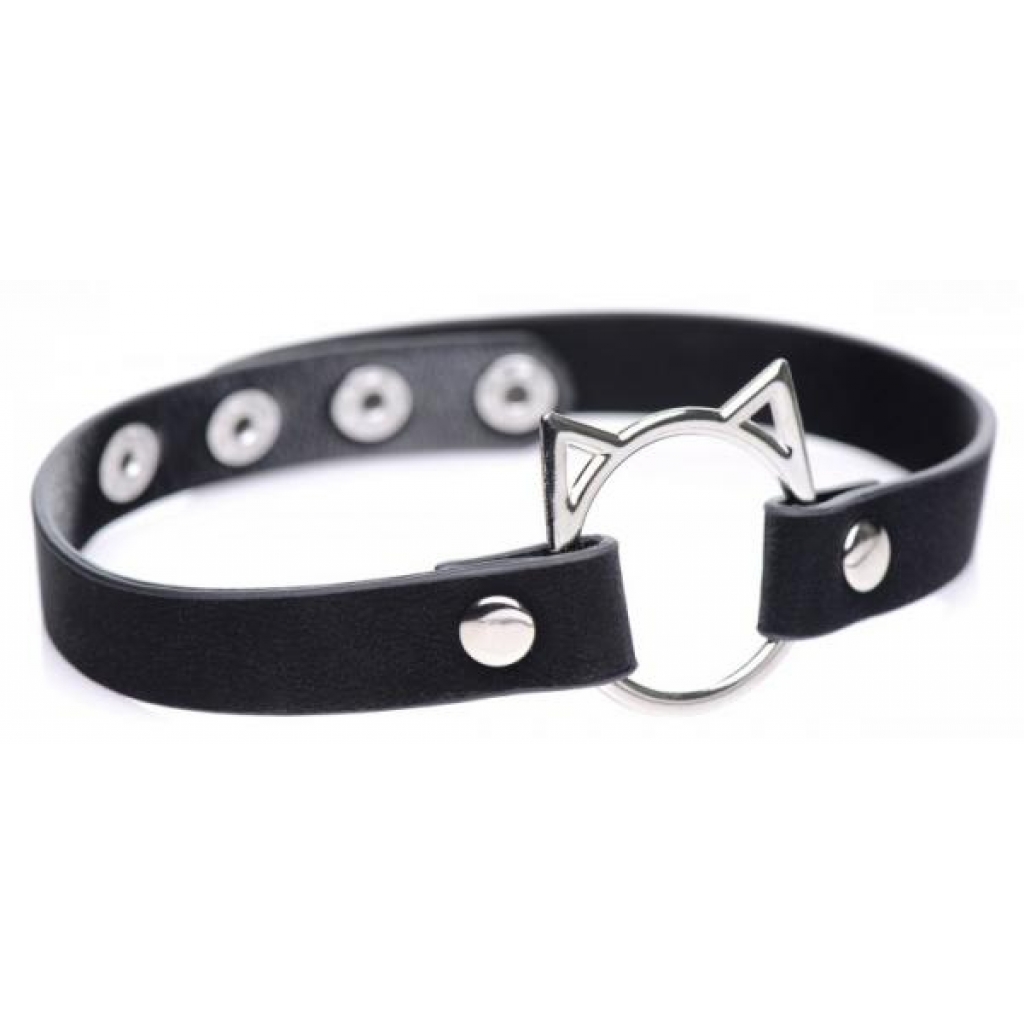 Master Series Kinky Kitty Ring Slim Choker: Black