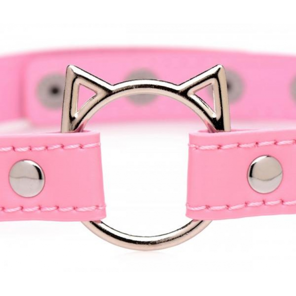 Master Series Kinky Kitty Ring Slim Choker - Pink