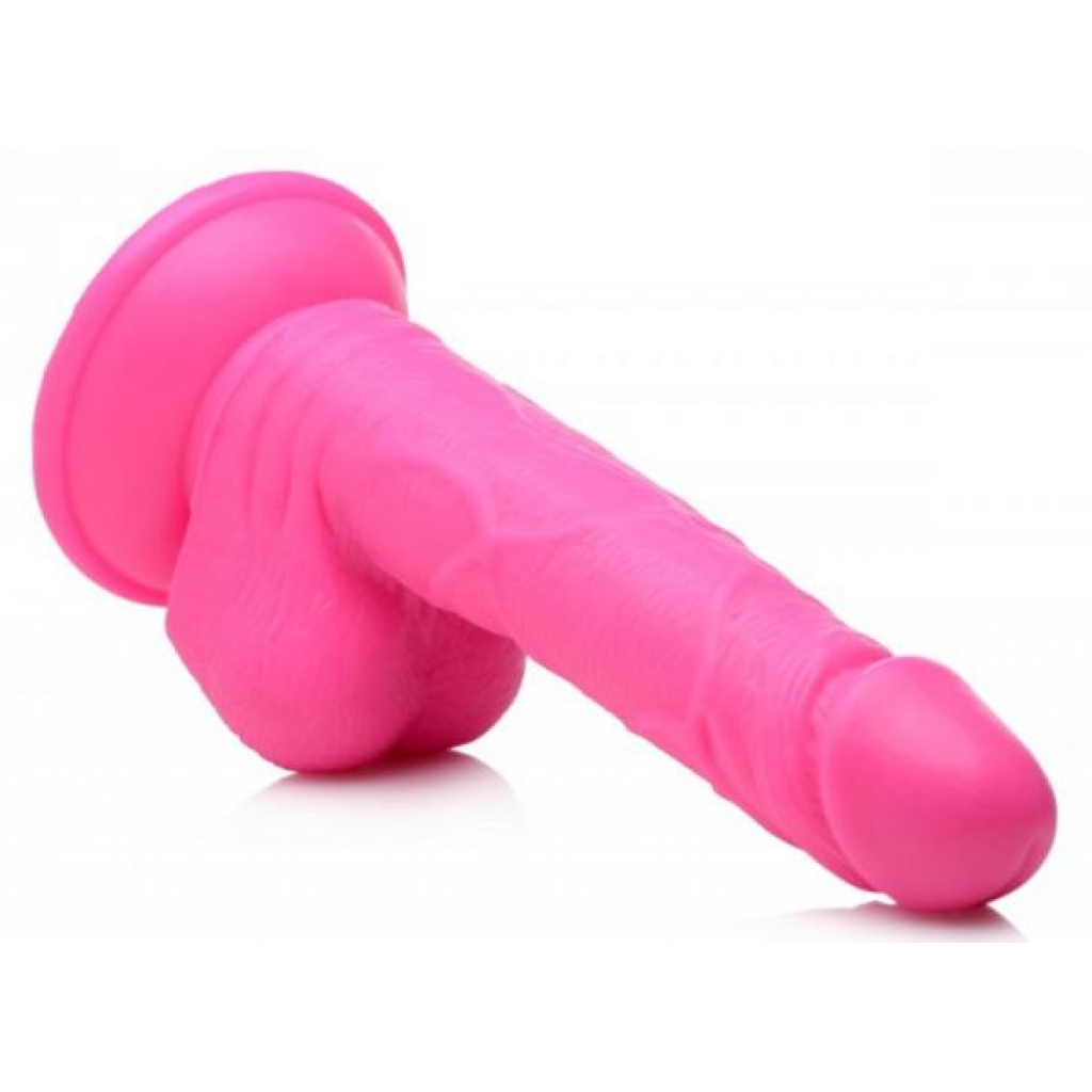 Pop 6.5 Inch Dildo with Balls - Vibrant Pink