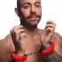 Master Series Cuffed In Fur Furry Handcuffs - Red