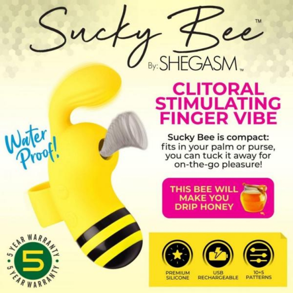 Shegasm Sucky Bee Clit Stim Finger Vibe - Pink