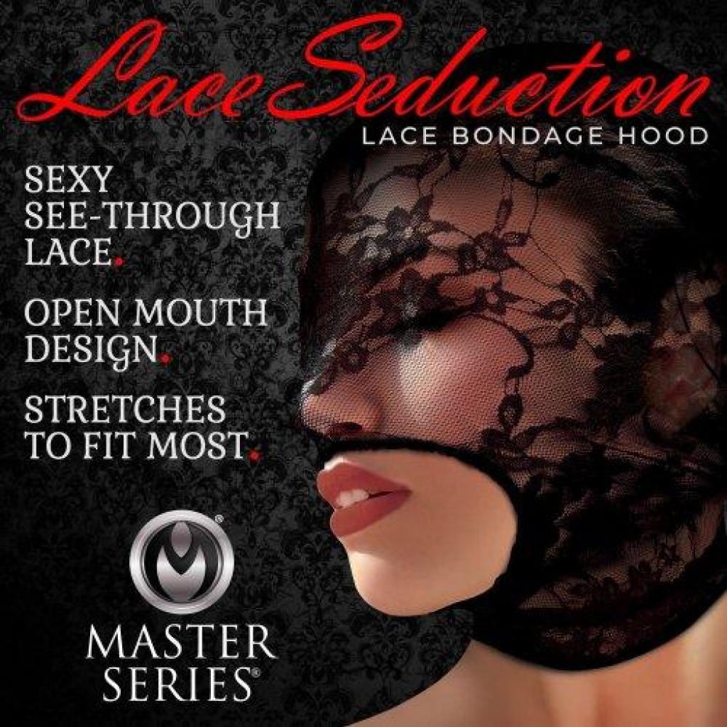 Master Series Lace Seduction Bondage Hood - Enchanting Black