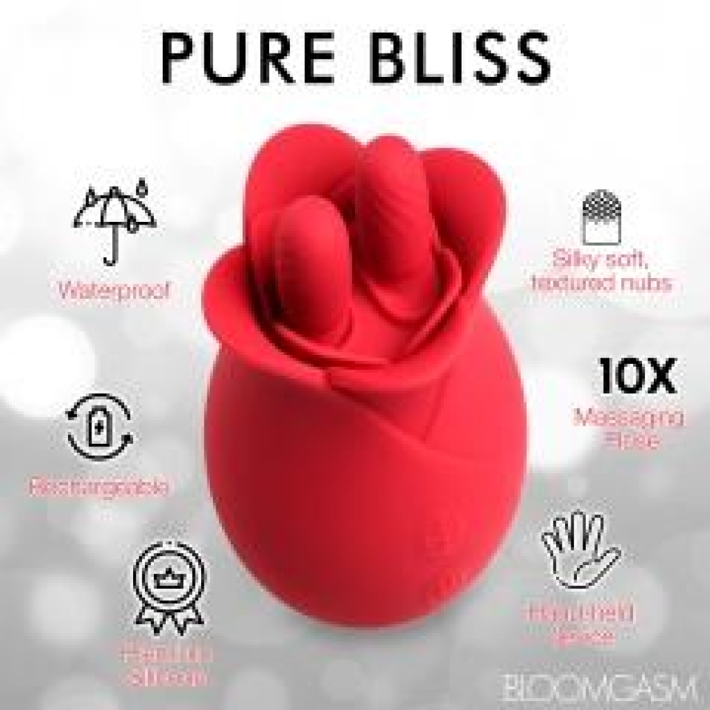 Bloomgasm The Rose Fondle - 10X Massaging Rose Clit Stimulator - Red