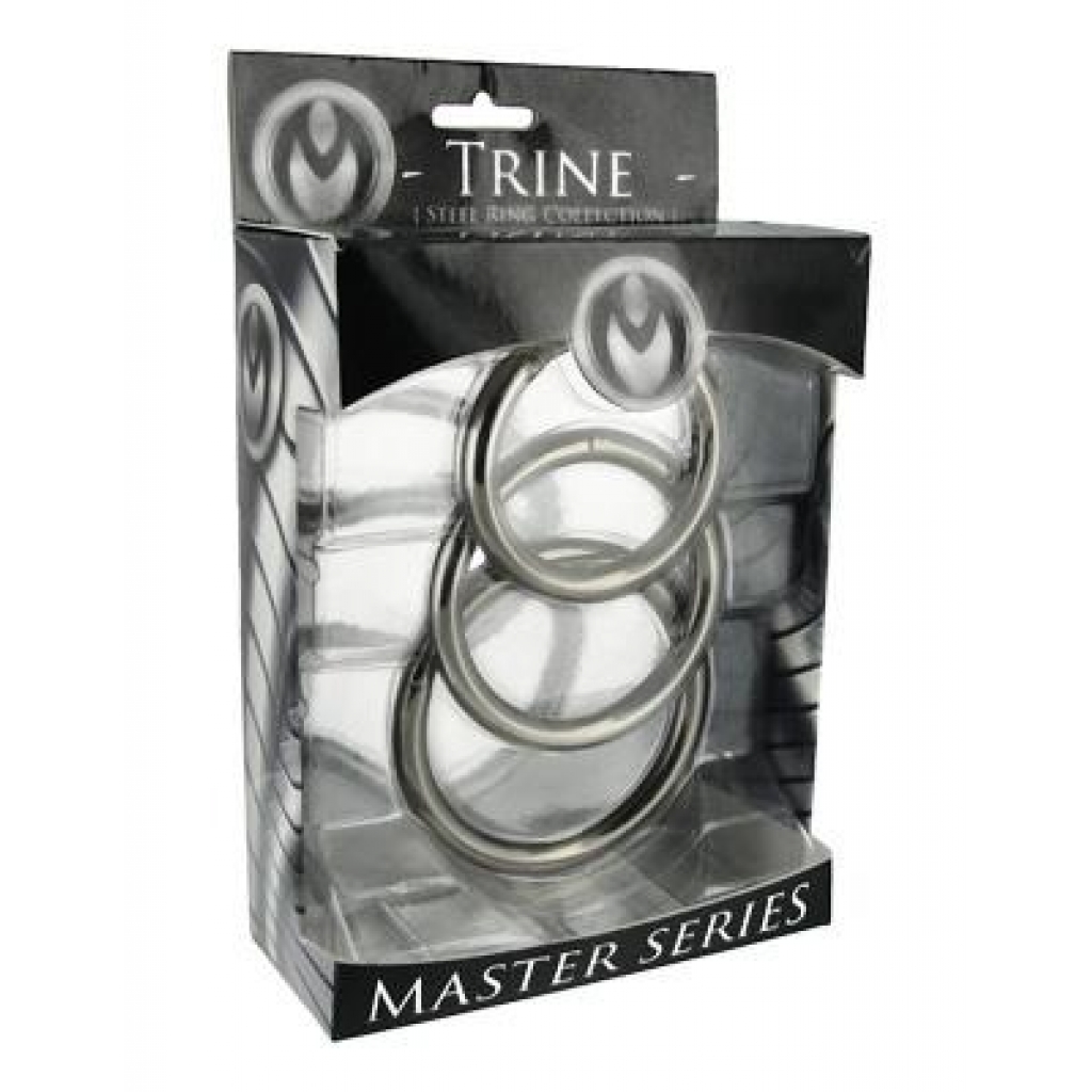 Trine Steel Cock Ring Set - 3 Piece Silver