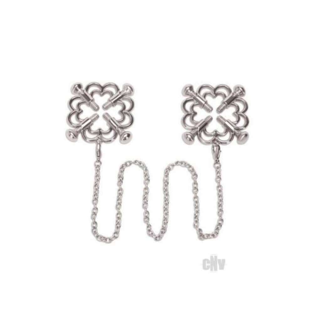 Myu Flower Design Nipple Chain - Silver