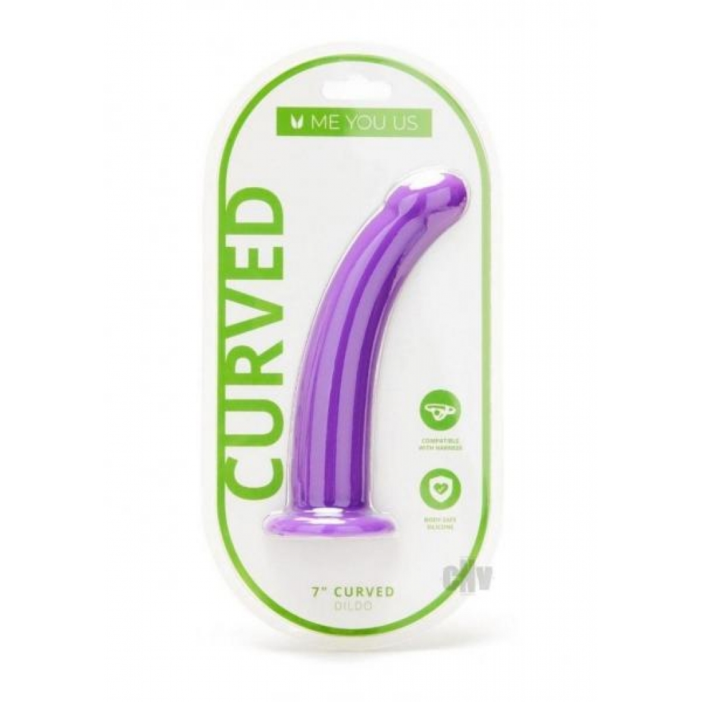 Curved Silicone Dildo - 7” Purple