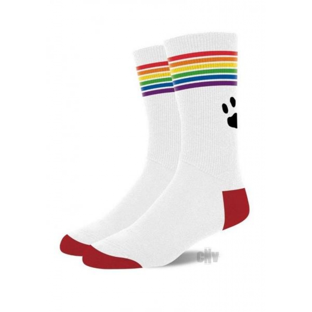 Prowler Pride Socks - White and Rainbow