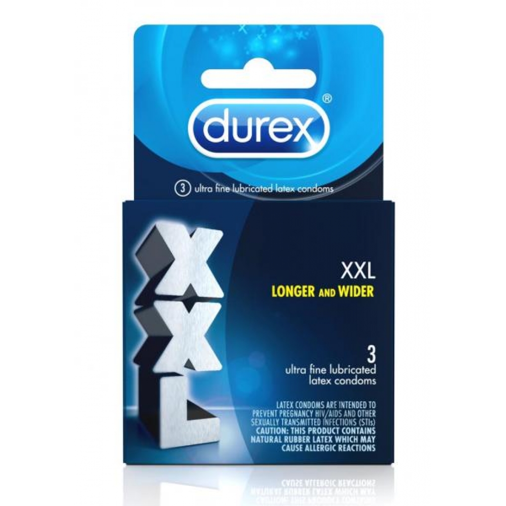 Durex XXL Lubricated 3 Pack Latex Condoms - Clear