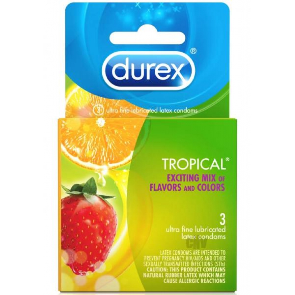 Durex Tropical 3 Pack Latex Condoms - Assorted