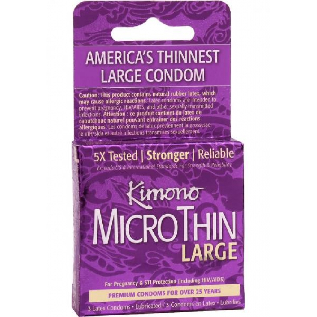 Kimono Micro Thin Large Condom - 3 Pack