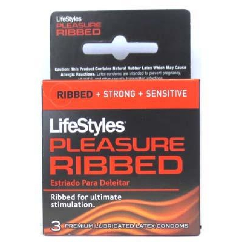 Lifestyles Condom Ribbed Pleasure Lubricated - 3 Pack